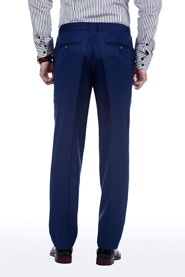 Premium Peak Lapel Navy Blue Three Piece Suits for Men with Double Breasted Vest-Ballbella