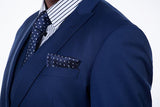 Premium Peak Lapel Navy Blue Three Piece Suits for Men with Double Breasted Vest-Ballbella