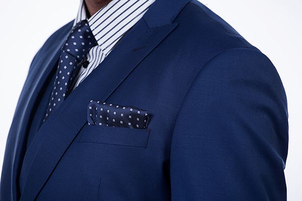 Premium Peak Lapel Navy Blue Three Piece Suits for Men with Double Breasted Vest-Ballbella