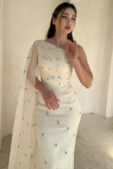 Pretty Asymmetrical One Shoulder Chiffon Mermaid Prom Dresses Column With Ruffle-Ballbella