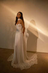 Pretty Sweetheart Strapless Sleeveless A-Line Prom Dress Long Pleats With Lace-Up Back-Ballbella