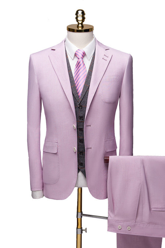 Purple Notched Collar Suit for Prom Classic Three Pieces Tuxedo