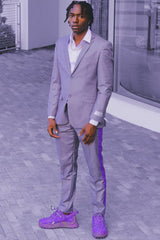 Purple Notched Lapel Bespoke Prom Suit-Ballbella