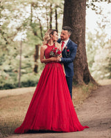 Looking for Prom Dresses, Evening Dresses in Tulle,  A-line style,  and Gorgeous  Lace, Beading, Pearls work? Ballbella has all covered on this elegant Red Halter Glitter A-lin Evening Gown Charming Sleeveless Floor Length Party Dress.
