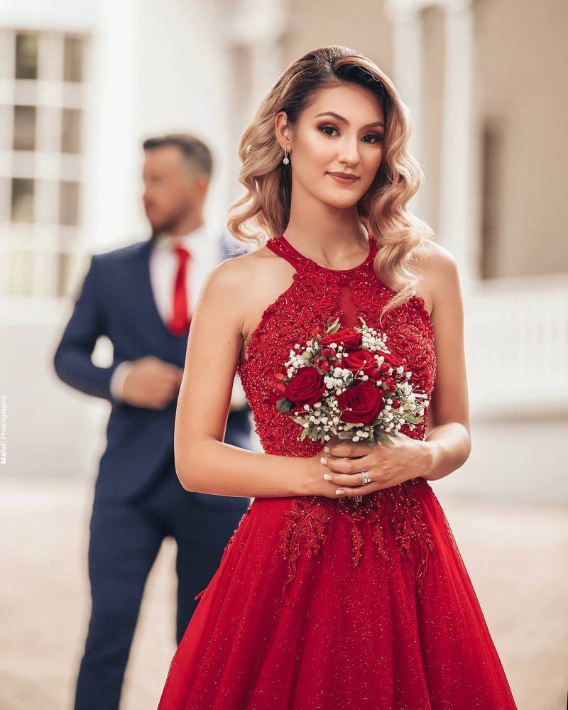Gorgeous V Neck Open Back Red Lace Long Prom Dress, Red Lace Formal Ev –  abcprom