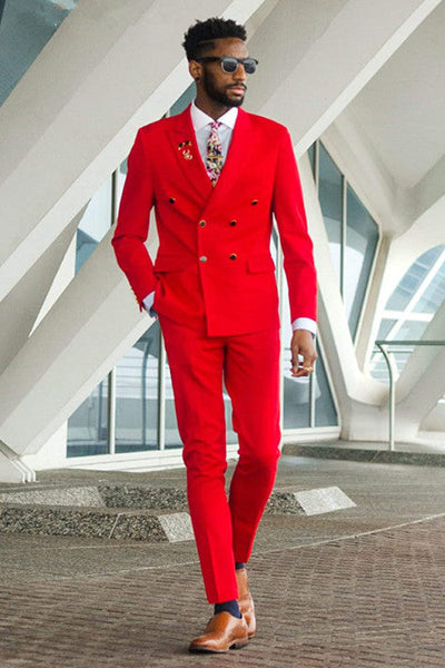 Red Peaked Lapel Double Breasted Men Suits for Prom Red Peaked Lapel Double Breasted Men Suits for Prom