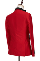 Red Shawl Lapel Fashion Slim Fit Men Suits for Men-Ballbella