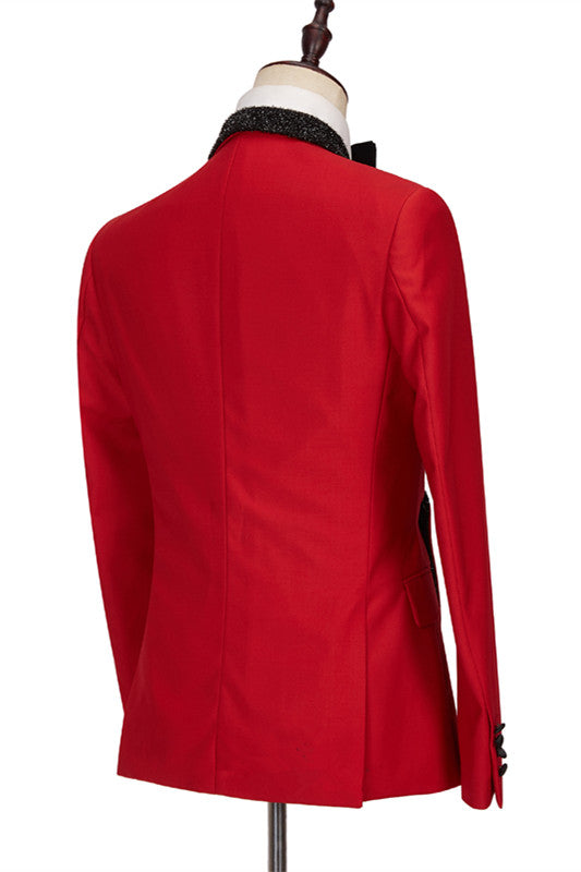 Red Shawl Lapel Fashion Slim Fit Men Suits for Men-Ballbella