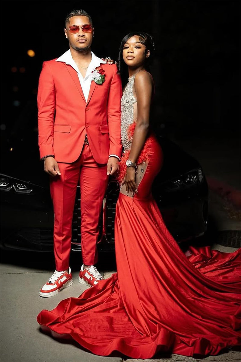 Red Silver Beaded Mermaid Sleeveless Long Mermaid Prom Dresses Red Silver Beaded Mermaid Sleeveless Long Mermaid Prom Dresses