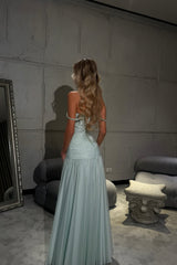 Romantic Off-The-Shoulder Chiffon Sleeveless Prom Dress Beads Pleats With Zipper-Ballbella