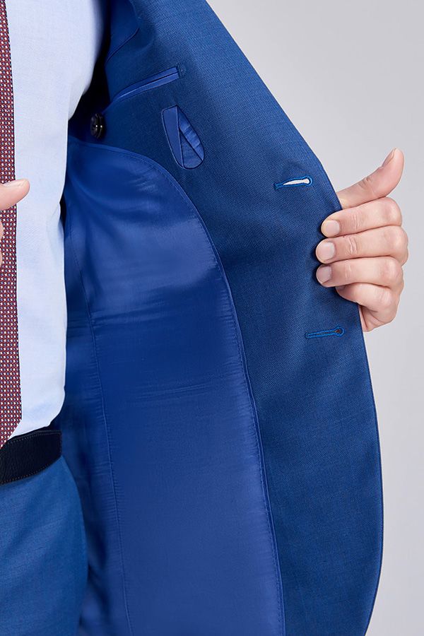 Romantic Plaid Royal Blue Mens Suits for Business-Ballbella