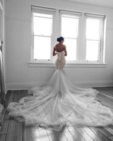 Ballbella custom made Romantic Sweetheart Lace White Sheer Wedding Dress at factory price, fast delivery worldwide.