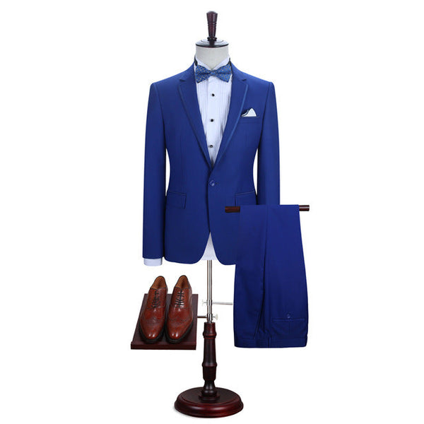Royal Blue One Button Notched Lapel Men Suits for Prom-Ballbella