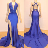 Shop Ballbella for Sexy V-neck Chic Open back Side Slit Prom Dresses at Cheap prices. Elegant Royal Blue Mermaid Beads Lace Evening Gowns from wholesale prices. Get ready for your prom night.