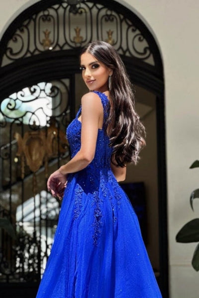 sleeveless dress for graduation Royal Long Blue Prom Dresses A-line Lace Dresses HalloweenSales Size:UK XL Ideal for graduation ceremonies 1960s Fashion: What Did