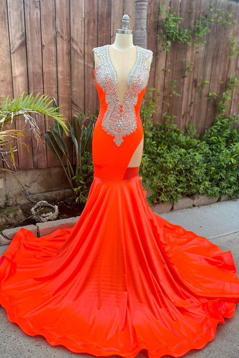 Ruby Cutout Mermaid Court Train Silver Sequined Prom Dresses Ruby Cutout Mermaid Court Train Silver Sequined Prom Dresses