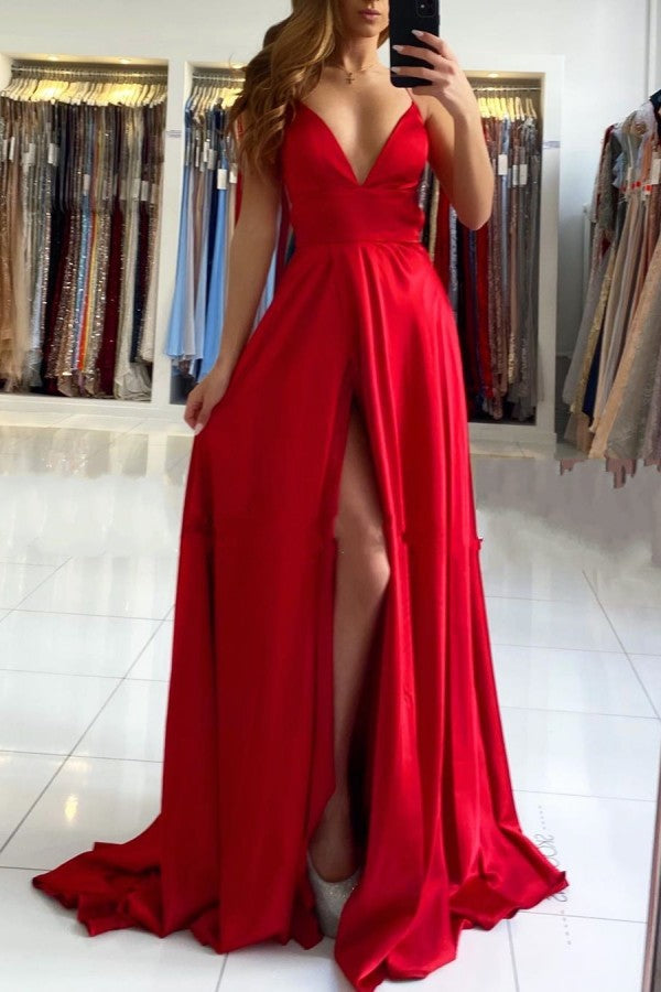 Ballbella offers Ruby Red Chic High split Court Train Long evening Dress at a cheap price from Stretch Satin to Mermaid Floor-length hem.. Gorgeous yet affordable Sleeveless Prom Dresses, Evening Dresses.