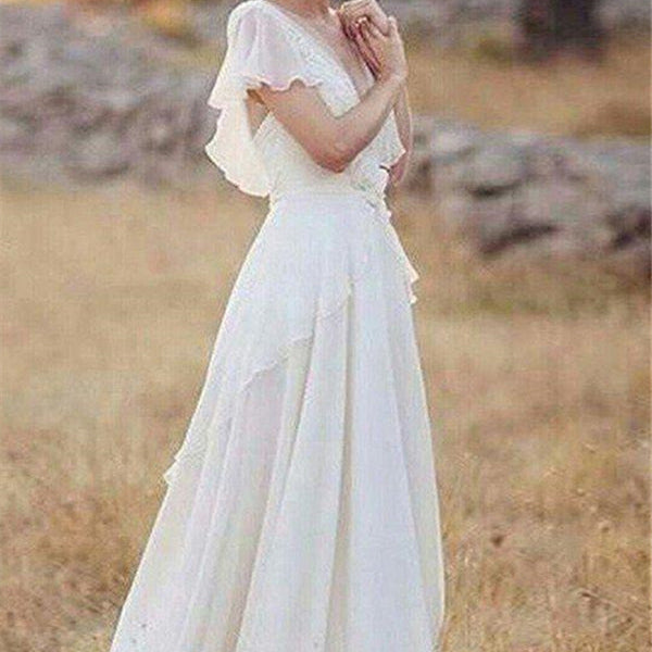 ruched bodice chiffon a line wedding dress Draped and Ruched