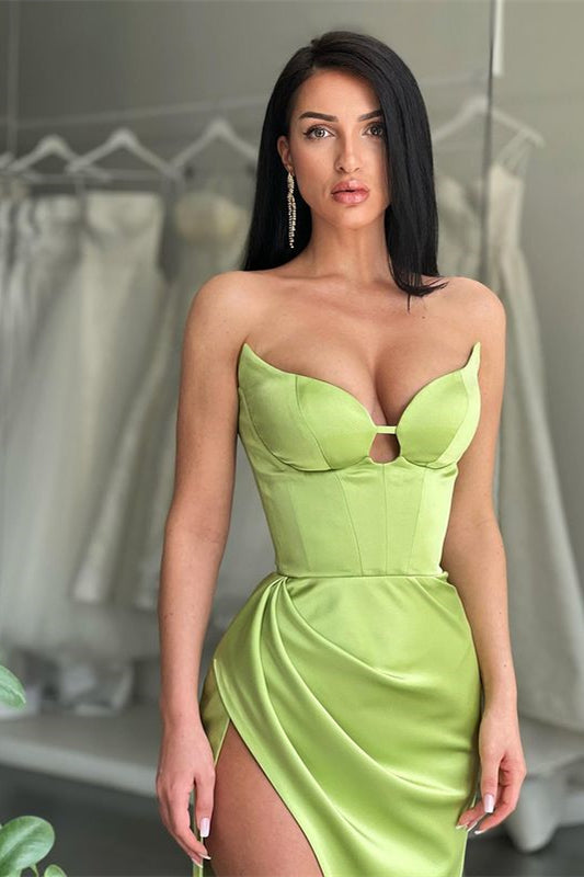 Sage Green Sweetheart Mermaid Evening Dress Sleeveless With Slit-Ballbella