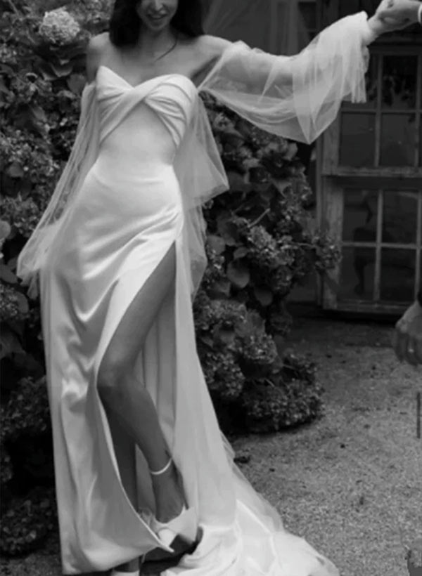 Satin Wedding Dress for Summer Beach Church Resort-Ballbella