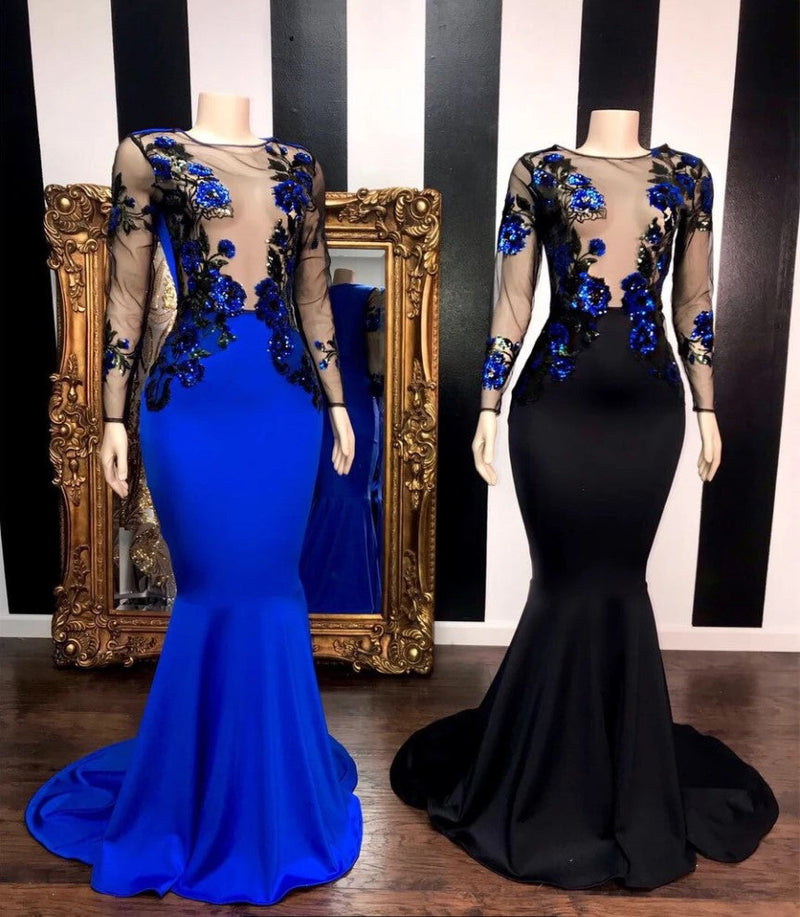 Looking for Prom Dresses, Evening Dresses, Real Model Series in Satin,  Mermaid style,  and Gorgeous Appliques work? Ballbella has all covered on this elegant See Through Long Sleevess Flowers Mermaid Prom Dresses.