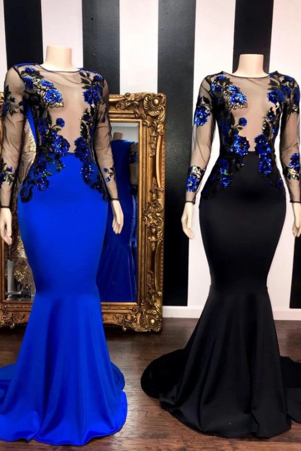 Looking for Prom Dresses, Evening Dresses, Real Model Series in Satin,  Mermaid style,  and Gorgeous Appliques work? Ballbella has all covered on this elegant See Through Long Sleevess Flowers Mermaid Prom Dresses.