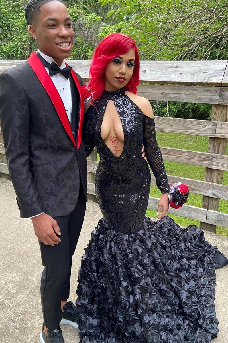 Mermaid Prom Black With Red Roses Prom Dress Black And Red Mermaid Prom Dresses Crew Neck Mermaid Prom Black With Red Roses Prom Dress Black And Red Mermaid Prom Dresses Crew Neck