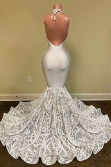 Sexy Hater Deep V-Neck Backless Ivory Prom Dress with Flowers Bottom-Ballbella
