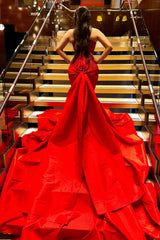 Sexy Red Sweetheart Mermaid Lace Up Sequins Prom Dress-Ballbella