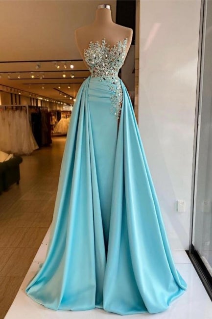 Sexy Sleeveless Sequins Mermaid Prom Dress with Detachable Train-Ballbella
