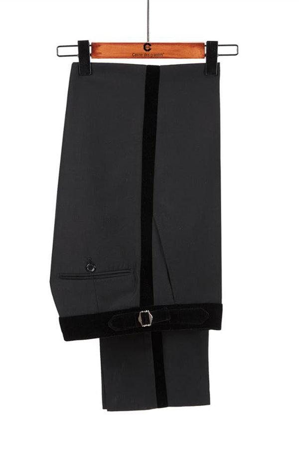 Shawl Lapel Double Breasted Sparkle Black Wedding Suits-Ballbella
