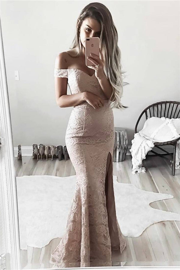 Customizing this New Arrival Off-the-Shoulder Chic lace evening dresses on Ballbella.com. We offer extra coupons,  make dresses in cheap and affordable price. We provide worldwide shipping and will make the dress perfect for everyone.