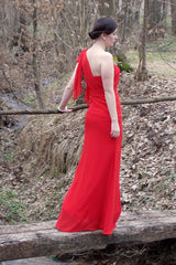 Sheath One-shoulder Floor Length Chiffon Sleeveless Bridesmaid Dress-Ballbella