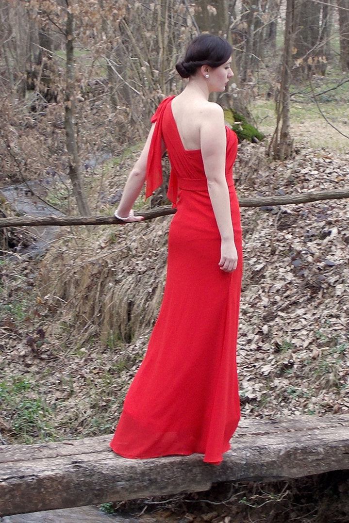 Sheath One-shoulder Floor Length Chiffon Sleeveless Bridesmaid Dress-Ballbella