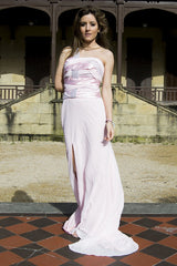 Sheath One-shoulder Wide Strap Front Slit Floor Length Chiffon Paillette Evening Dress-Ballbella