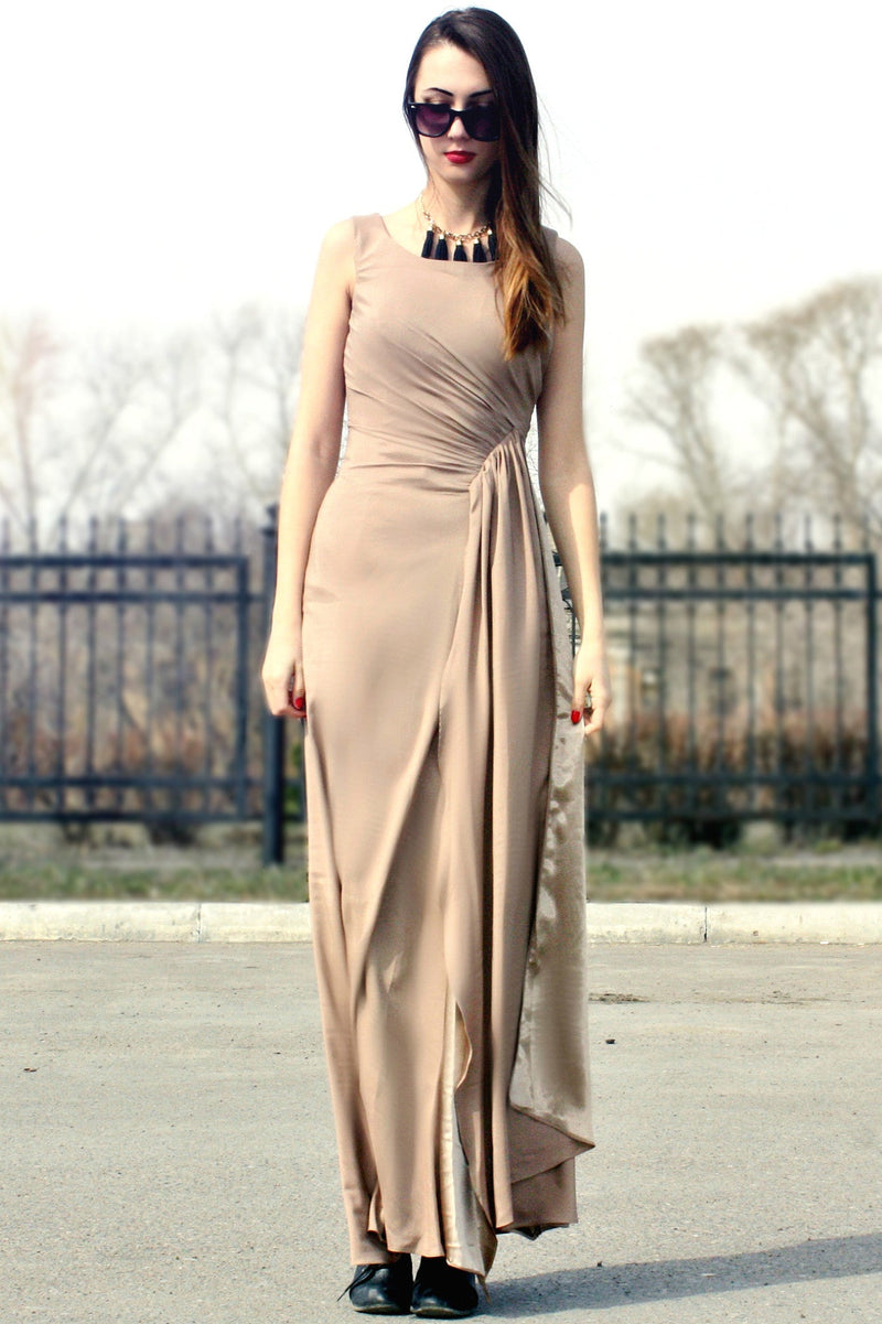 Sheath Small Round Collar Floor Length Chiffon Evening Dress