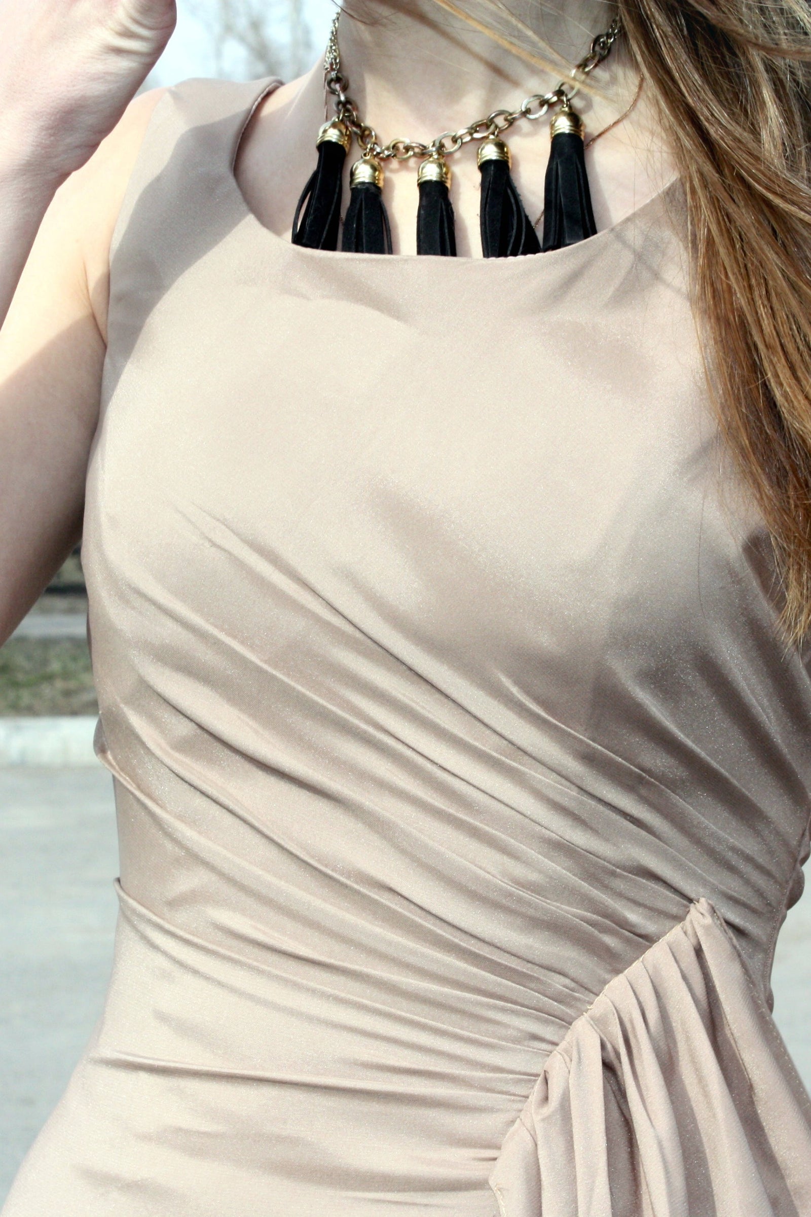 Sheath Small Round Collar Floor Length Chiffon Evening Dress  Ballbella