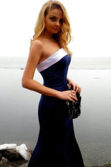 Sheath Strapless Floor Length Charmeuse Evening Dress-Ballbella