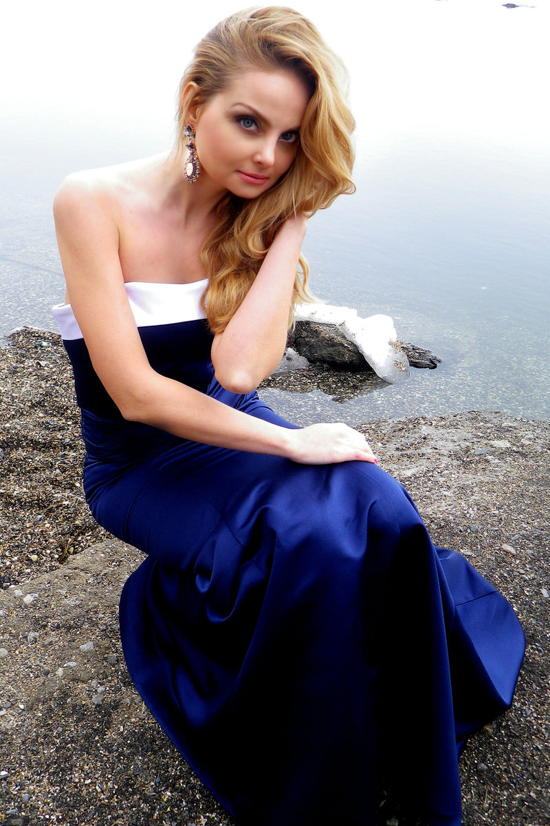 Sheath Strapless Floor Length Charmeuse Evening Dress-Ballbella