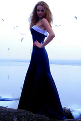 Sheath Strapless Floor Length Charmeuse Evening Dress-Ballbella