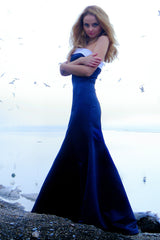 Sheath Strapless Floor Length Charmeuse Evening Dress-Ballbella