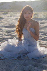 Sheath Sweetheart Floor Length Organza Lotus Leaf Pendulum Wedding Dress-Ballbella