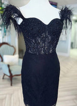 Sheath Sweetheart Sleeveless Short/Mini Lace Homecoming Dresses-Ballbella