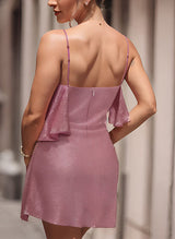 Sheath/Column Cowl Neck Short/Mini Sequined Homecoming Dresses-Ballbella