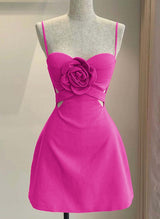 Sheath/Column Elastic Satin(Slight Stretch) Homecoming Dresses With Flower(s)-Ballbella