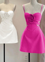Sheath/Column Elastic Satin(Slight Stretch) Homecoming Dresses With Flower(s)-Ballbella