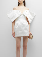 Sheath/Column Off-The-Shoulder Short/Mini Satin Homecoming Dresses-Ballbella