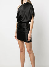 Sheath/Column One-Shoulder Short/Mini Satin Homecoming Dresses-Ballbella
