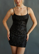 Sheath/Column Short/Mini Sequined(Non-Stretch) Homecoming Dresses-Ballbella