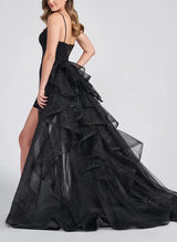 Sheath/Column Square Neckline Detachable Tulle Homecoming Dresses-Ballbella